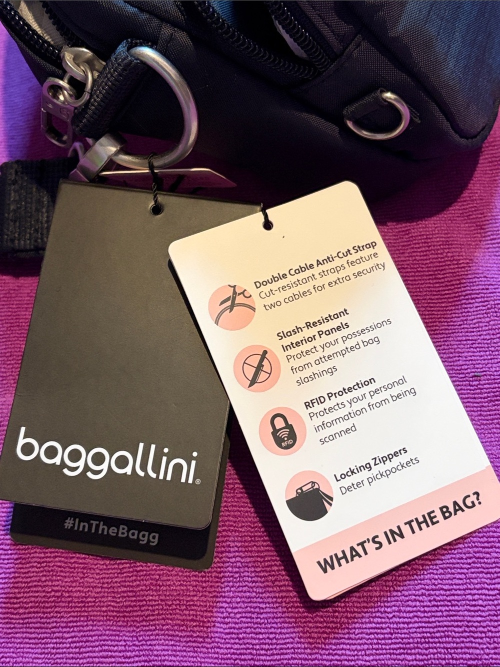 NWT 💙Baggallini SECURITEX TREASURE Crossbody Bag with Dual Front Pockets in Navy - Picture 7 of 8